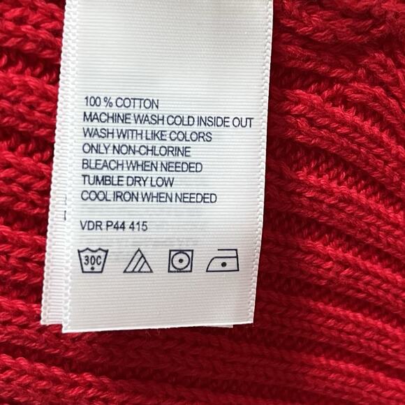 Nautica Womens Cable Knit V Neck Sweater Size XXL Red Thick Fisherman Preppy NWT - Picture 7 of 7